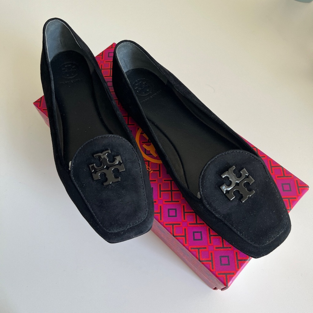 Tory Burch Black Suede Loafers Flats 8.5